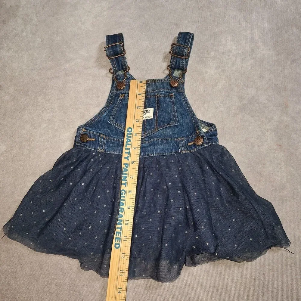 OshKosh B'gosh Girls 18M Denim Overall With Ruffle Skirt-Navy